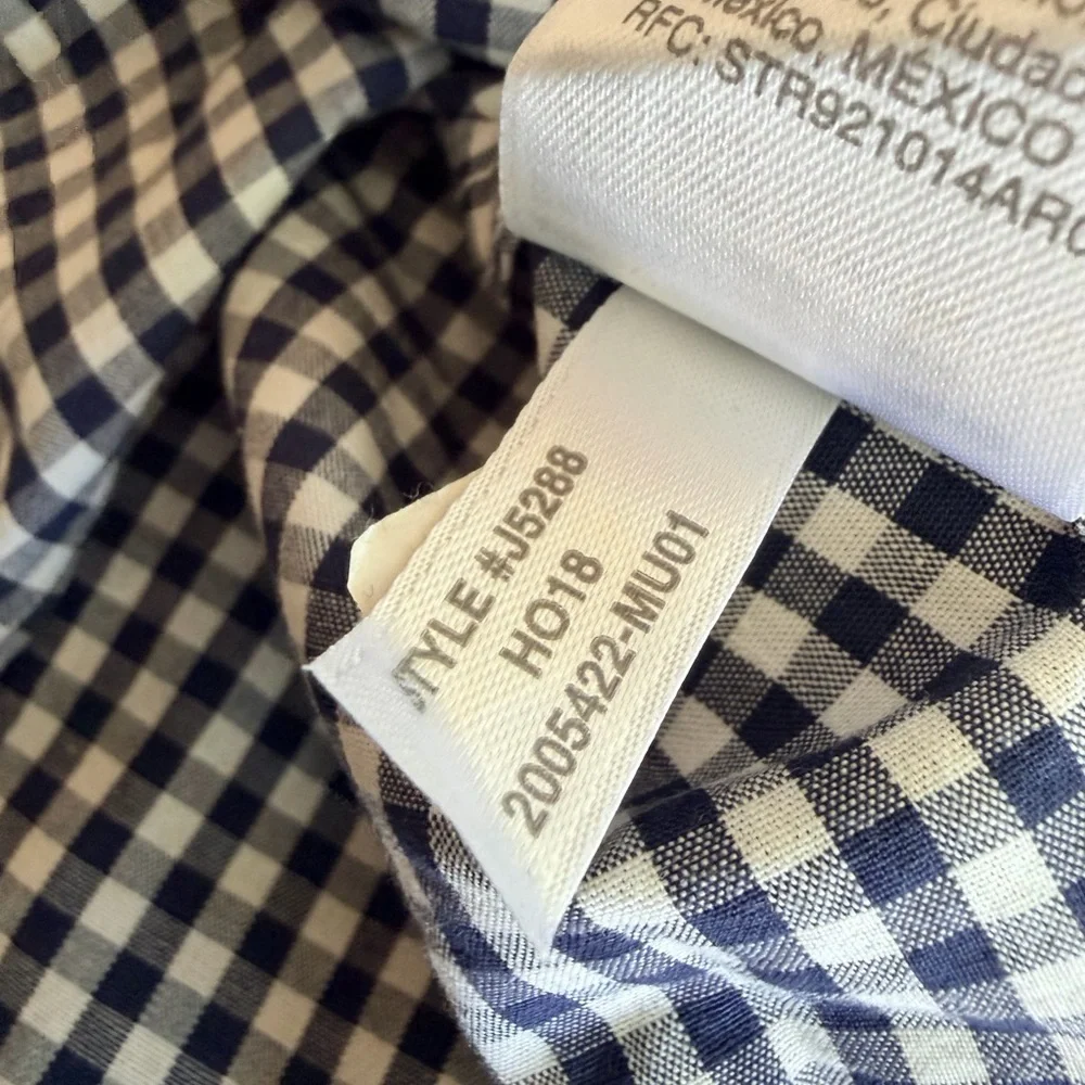 J. Crew Men's Navy and White Check Shirt NWT LARGE TALL Flex Button Up Shirt